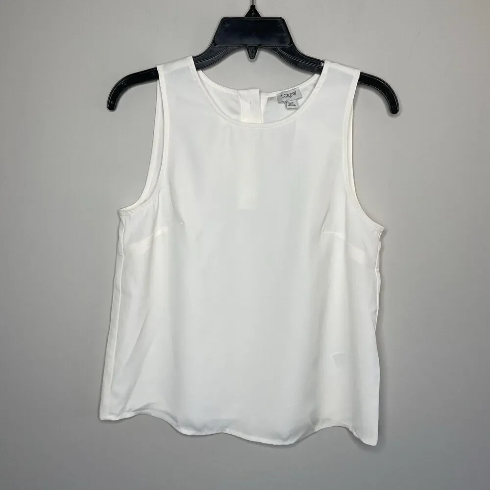 J.CREW Top Women XS Sleeveless Button-Back Shell NEW Ivory BY429 - Picture 2 of 11